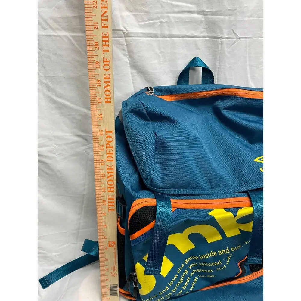 Umbro Backpack With Vibrant Blue Design, Yellow Branding, Orange Accents 18x12x5